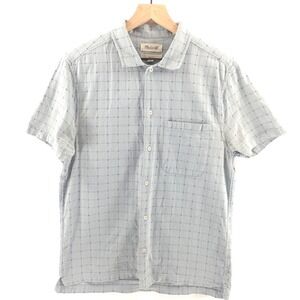 Madewell Mens Shirt Easy Fit S Grid Textured Cotton Short Sleeve Button Down